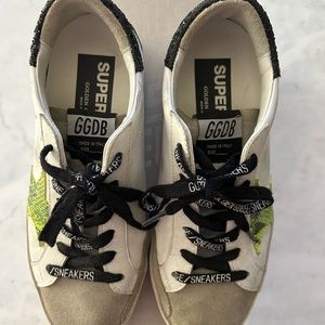 Golden Goose White and Black Sneakers